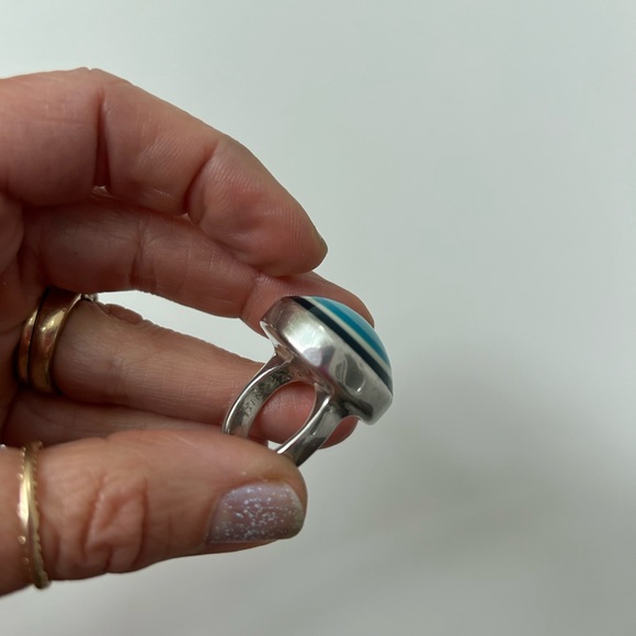 Dinosaur Designs chunky solid sterling silver and resin ring size 7 - Picture 8 of 9